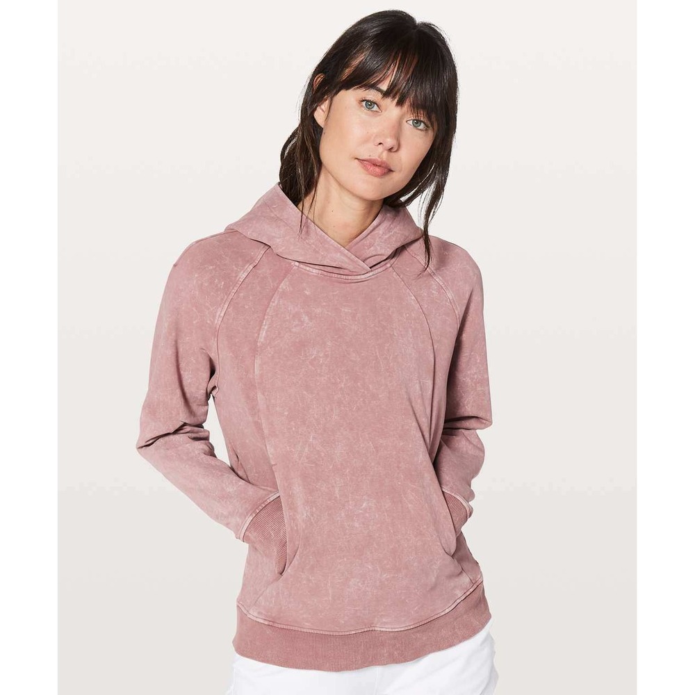 Lululemon Scuba Pullover Hoodie Washed Rosewood Pink Acid Wash Size 2 LW3BM7S